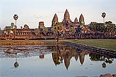 Angkor Wat temple, reflections of the gopura of the third enclosure.
